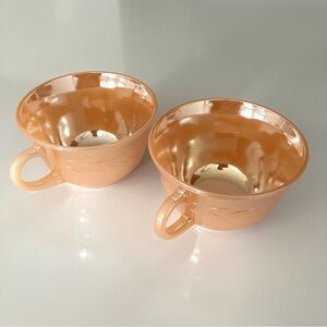 Vintage Anchor Hocking Fire King Peach Lustre tea cup set of 2